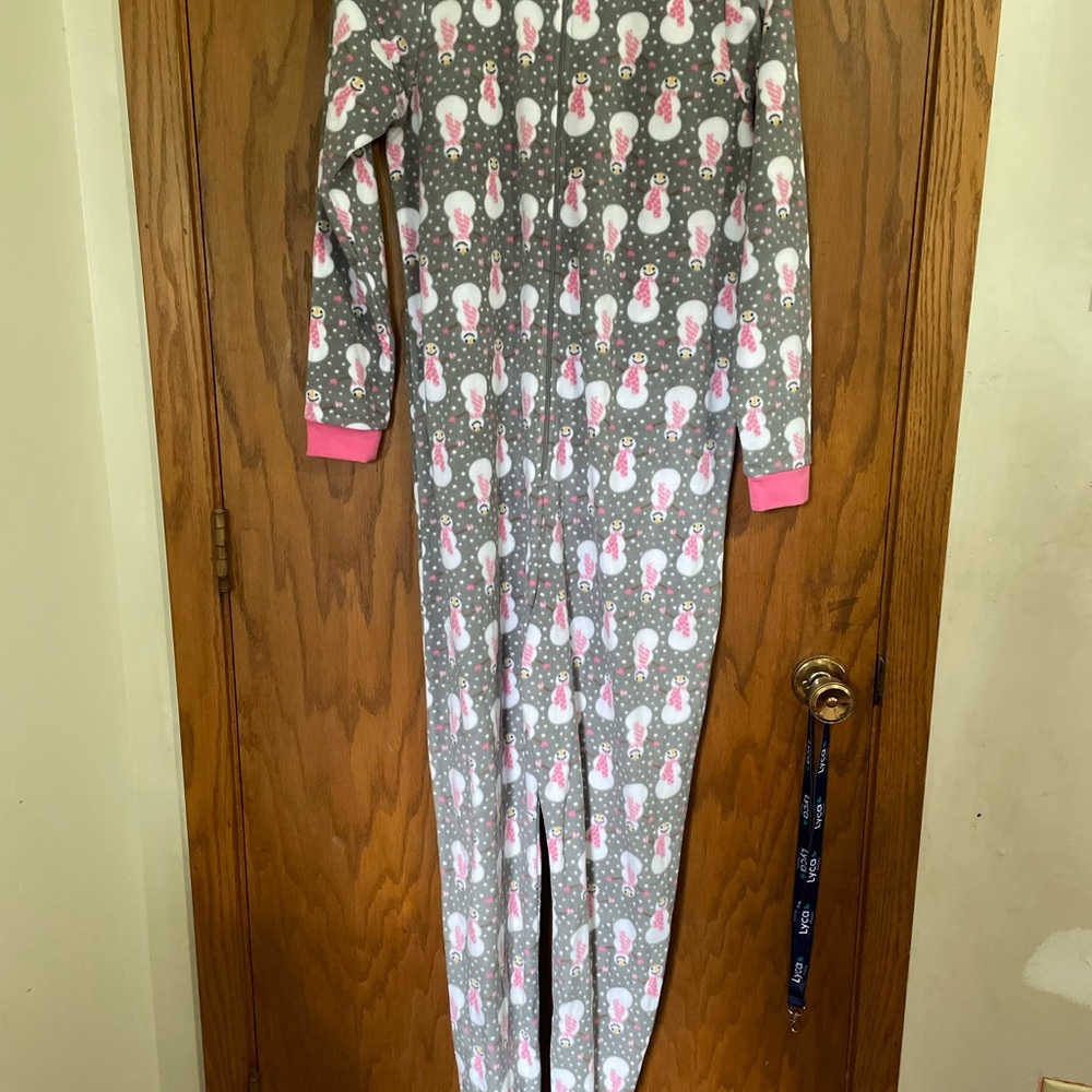 Women's Gray Pajama Onesie with Pink Accents